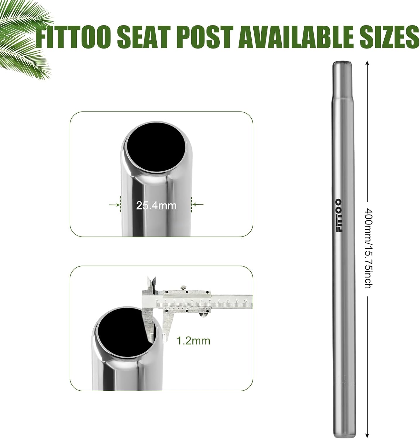 Black 27.2mm Steel Layback Seatpost - 400mm Length For MTB, BMX, Cruiser, Road Bikes