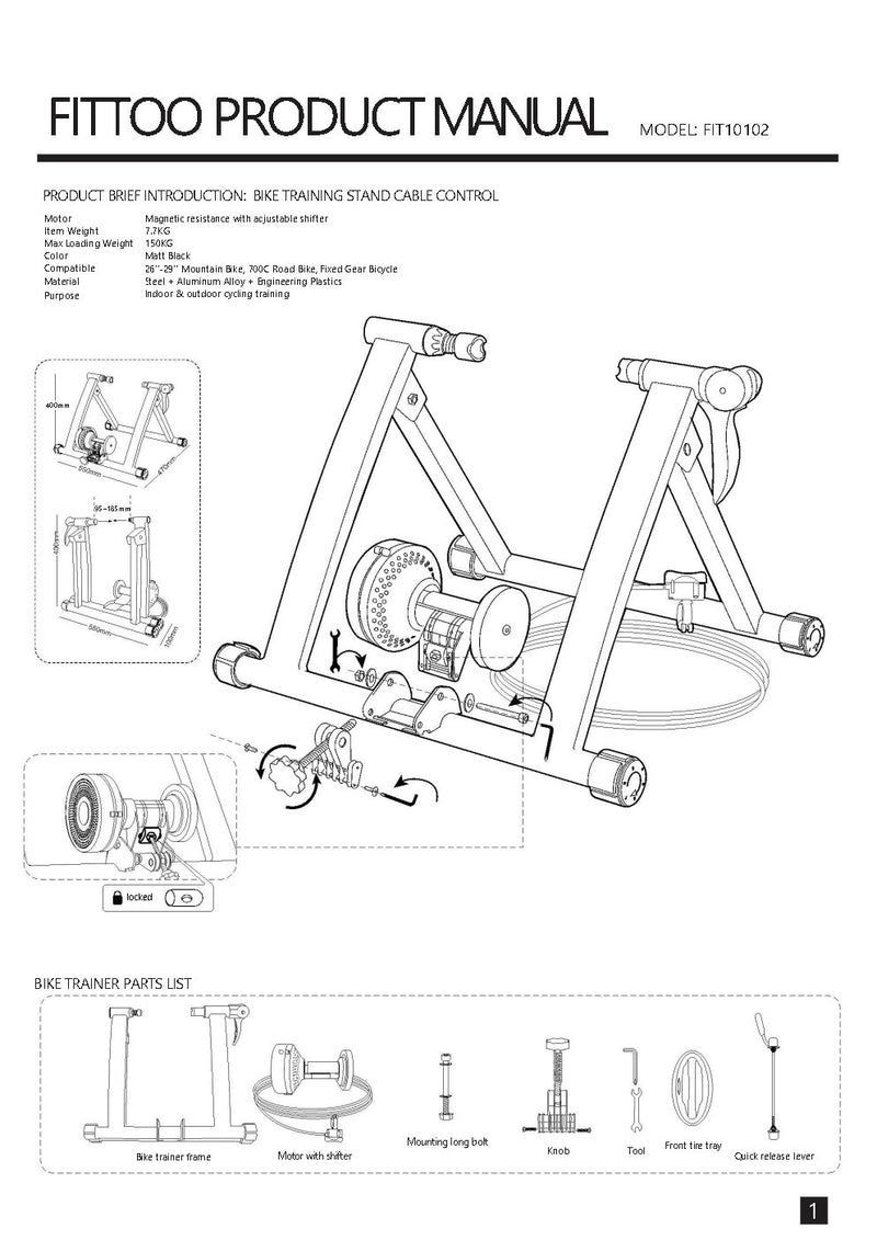 Load image into Gallery viewer, FITTOO Bike Resistance Trainer Stand, Bicycle Training Stand, Compatible with 26”, 27.5”, 28”, 29”, 700C Bike Wheels, Portable Indoor Bike Bicycle Trainer, Adjustable Six Level Resistances