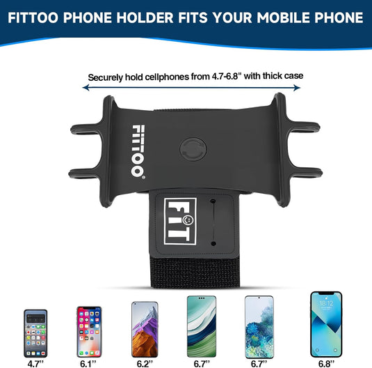 FITTOO Sports Phone Armband, 360° Rotation & Quick Release Adjustable Band for 4-6.8" Phones - Breathable Perforated Running Workout Arm Holder,Universal Compatible