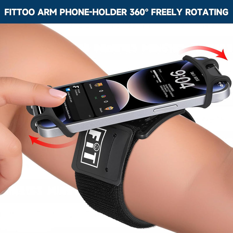 Load image into Gallery viewer, FITTOO Sports Phone Armband, 360° Rotation & Quick Release Adjustable Band for 4-6.8" Phones - Breathable Perforated Running Workout Arm Holder,Universal Compatible