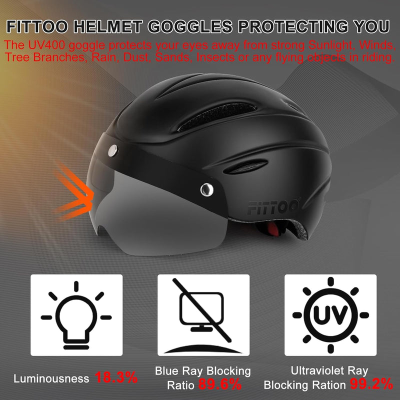 Load image into Gallery viewer, FITTOO Bike Helmet with Detachable Magnetic Goggles Helmet for Women & Men