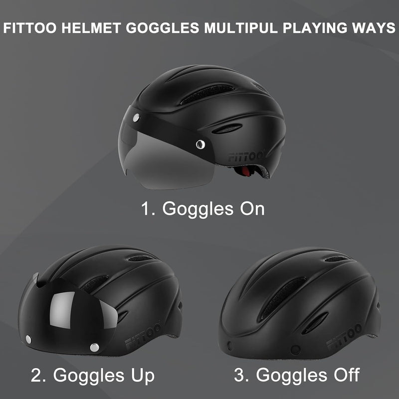 Load image into Gallery viewer, FITTOO Bike Helmet with Detachable Magnetic Goggles Helmet for Women & Men