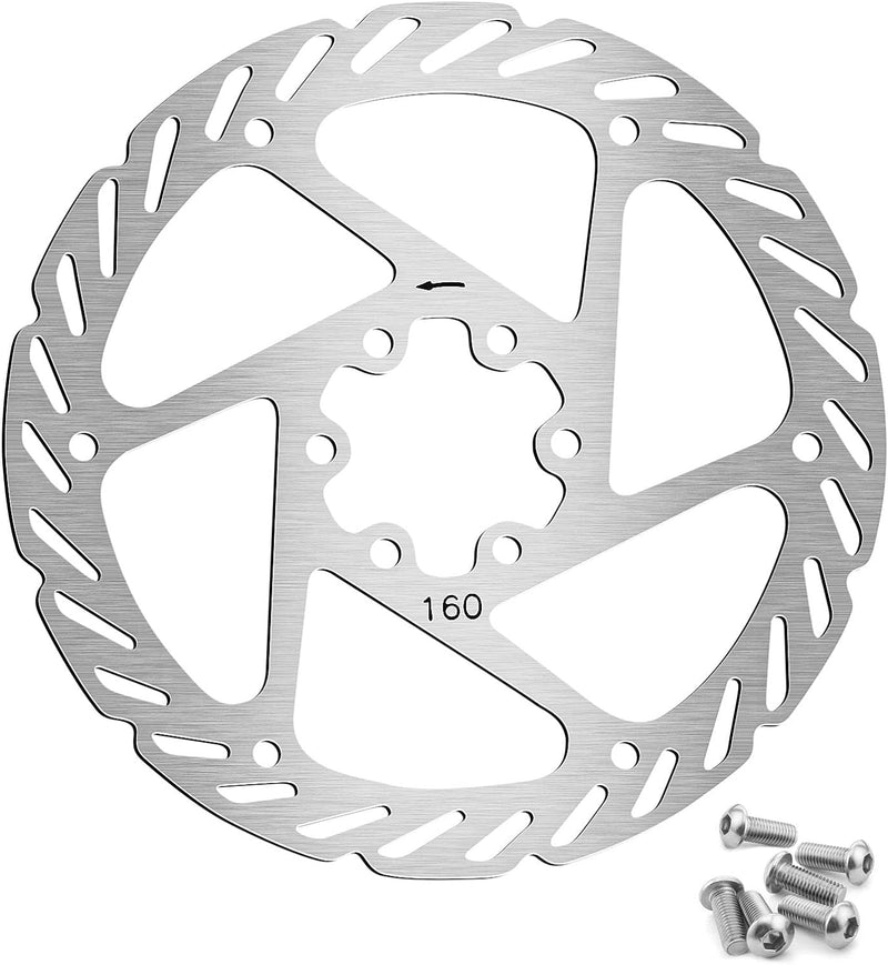 Load image into Gallery viewer, FITTOO Bicycle Bike Disc Brake Rotor with 6 Bolts, 160mm 180mm Stainless Steel Bicycle Rotors, Fit for Road Bike, Mountain Bike, MTB, BMX - Rounded, Silver Color