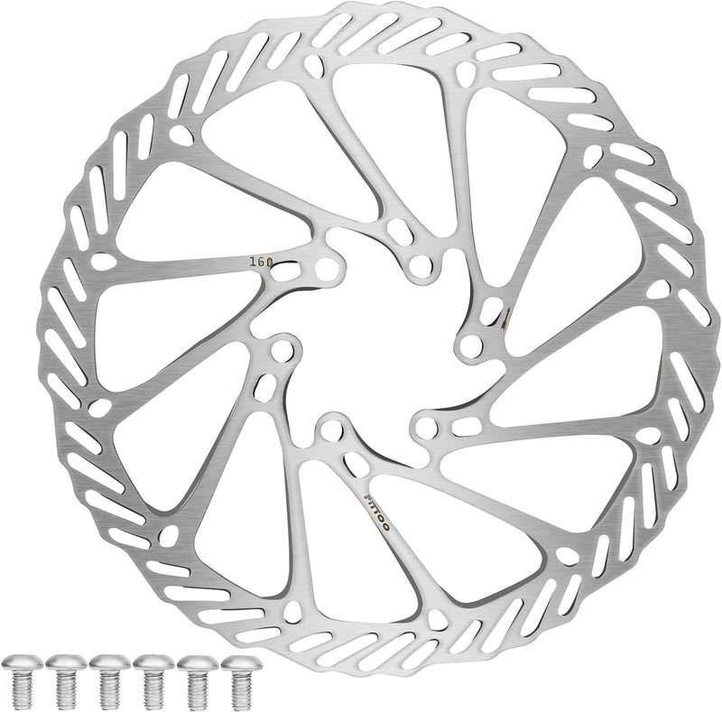 Load image into Gallery viewer, FITTOO Bicycle Bike Disc Brake Rotor with 6 Bolts, 160mm 180mm Stainless Steel Bicycle Rotors, Fit for Road Bike, Mountain Bike, MTB, BMX - Rounded, Silver Color