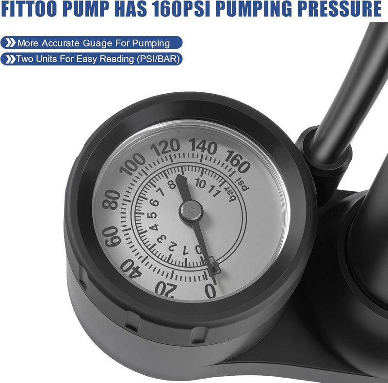 Load image into Gallery viewer, FITTOO High Pressure Bike Hand Air Pump Compatible with Presta/Schrader Valve
