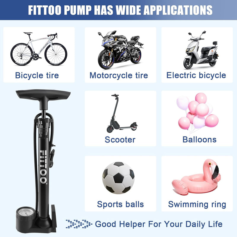Load image into Gallery viewer, FITTOO High Pressure Bike Hand Air Pump Compatible with Presta/Schrader Valve