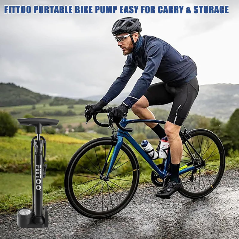 Load image into Gallery viewer, FITTOO High Pressure Bike Hand Air Pump Compatible with Presta/Schrader Valve