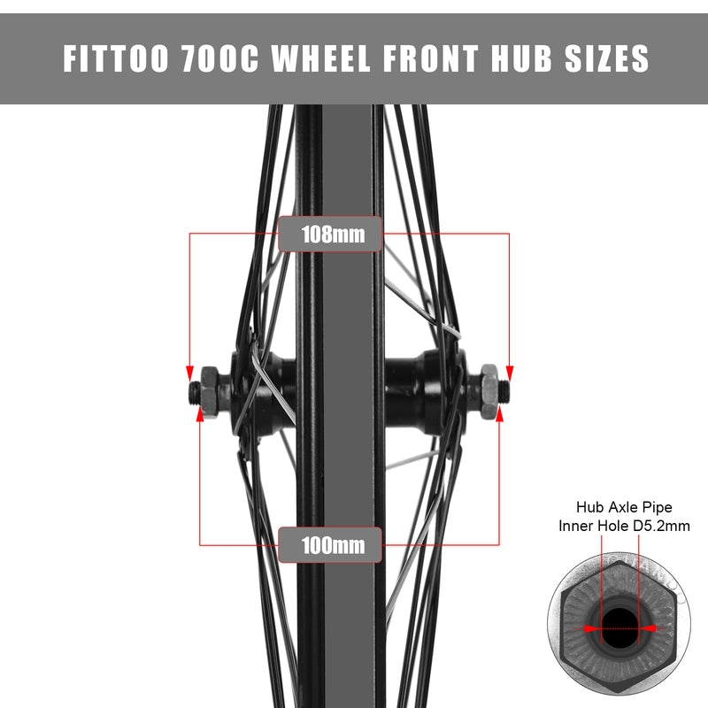Load image into Gallery viewer, FITTOO Mountain Bike Wheels, Bicycle Front Wheel & Rear Wheel, 700C Bicycle Bike Wheel, High Strength Double-Wall Aluminum Alloy Rim