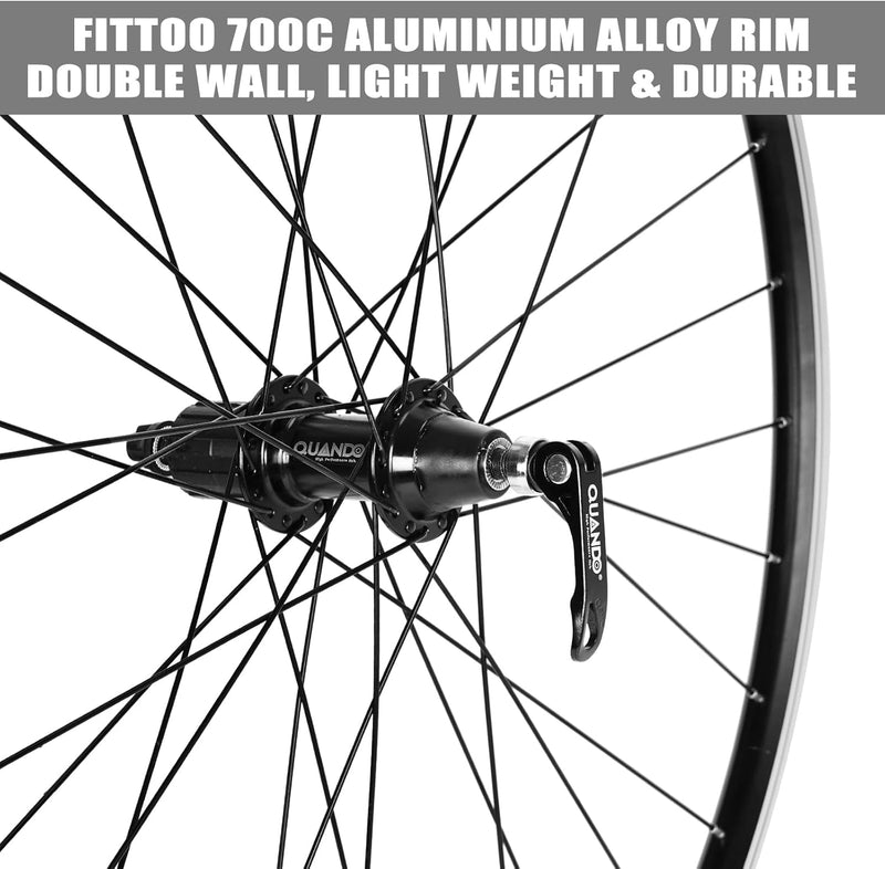 Load image into Gallery viewer, FITTOO Mountain Bike Wheels, Bicycle Front Wheel & Rear Wheel, 700C Bicycle Bike Wheel, High Strength Double-Wall Aluminum Alloy Rim