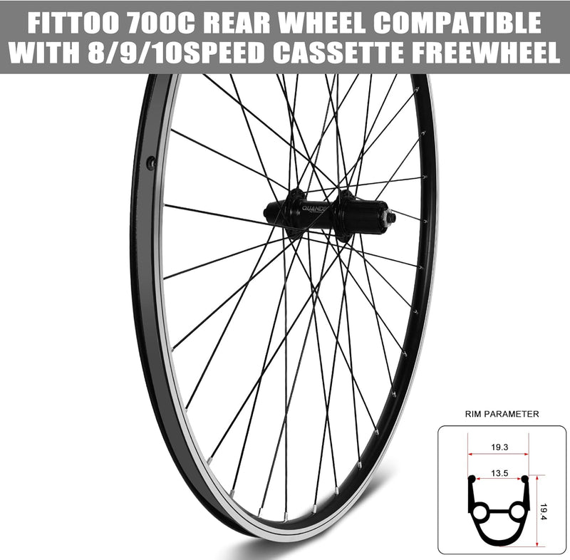 Load image into Gallery viewer, FITTOO Mountain Bike Wheels, Bicycle Front Wheel & Rear Wheel, 700C Bicycle Bike Wheel, High Strength Double-Wall Aluminum Alloy Rim