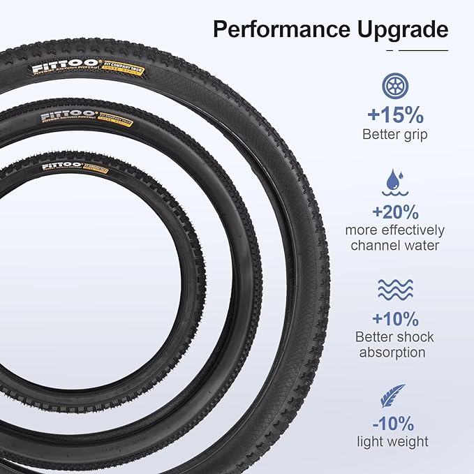 Load image into Gallery viewer, FITTOO Bike Bicycle Tire, Bike Inner Tubes-Mountain Bike Snow Bike Fat Tyre, 26X4.0 in, Electric Bike Fat Tire, Long Lasting, Black with Carbon Steel Beads