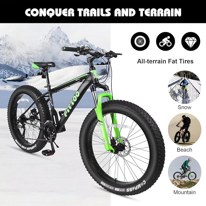 Load image into Gallery viewer, FITTOO Bike Bicycle Tire, Bike Inner Tubes-Mountain Bike Snow Bike Fat Tyre, 26X4.0 in, Electric Bike Fat Tire, Long Lasting, Black with Carbon Steel Beads