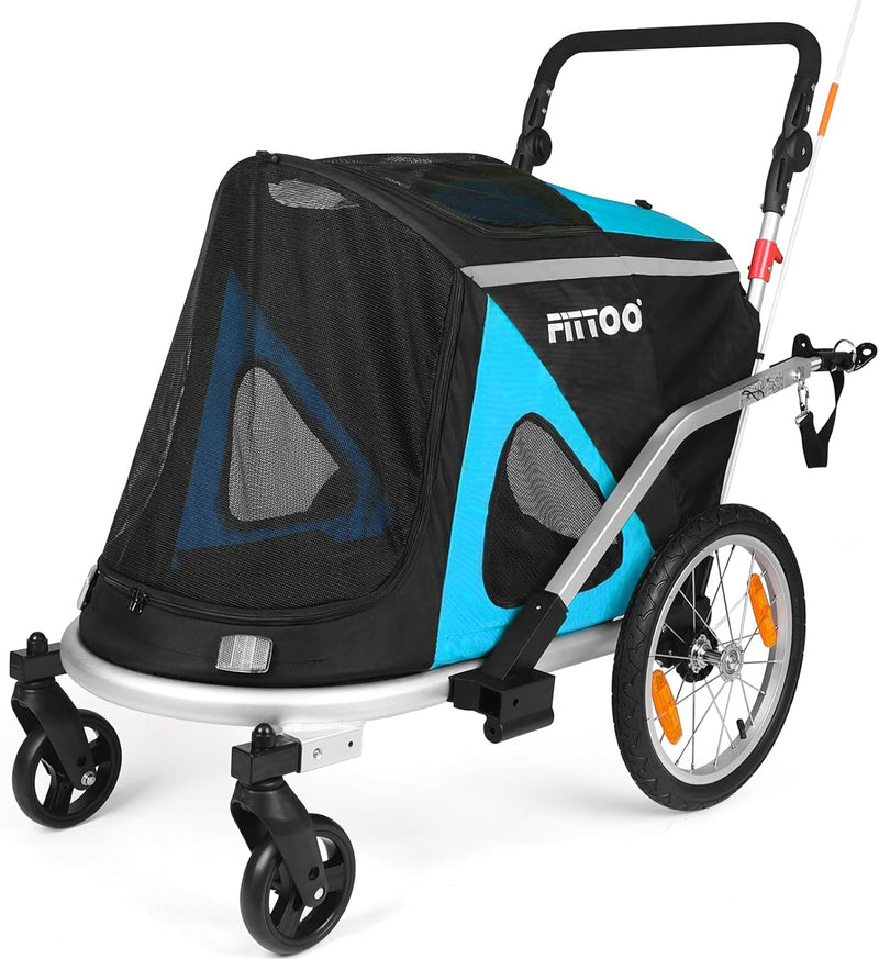 Load image into Gallery viewer, FITTOO Dog Bike Trailer, 2-in-1 Foldable Tow Behind Bike Pet Trailers, Bicycle Bike Pet Carrier Trailer with Universal Bicycle Coupler, Converts to Stroller, Pram, Jogger
