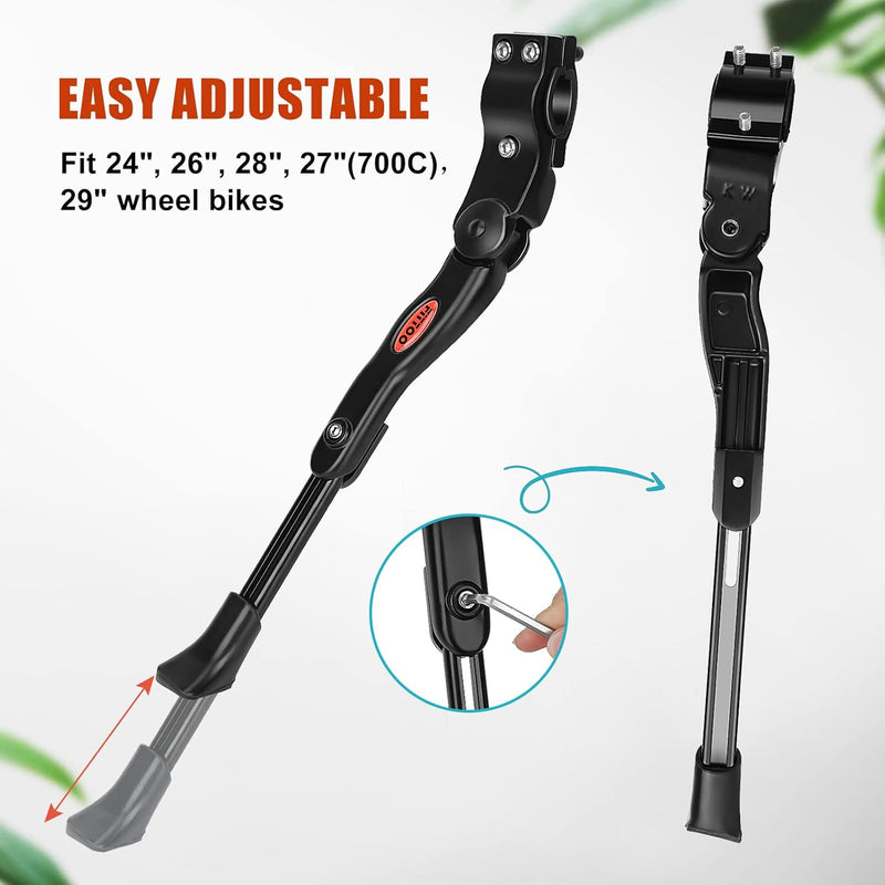 Load image into Gallery viewer, Bike Kickstand, Light Weight (280grams), Adjustable Bicycle Side Stand for 22in - 29in Bikes, Aluminum Alloy Adjustable Side Kick Stand for 22 Inch -29 Inch Bike Wheel (Black)