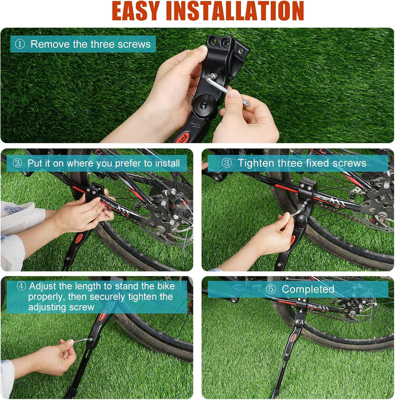 Load image into Gallery viewer, Bike Kickstand, Light Weight (280grams), Adjustable Bicycle Side Stand for 22in - 29in Bikes, Aluminum Alloy Adjustable Side Kick Stand for 22 Inch -29 Inch Bike Wheel (Black)