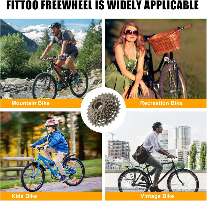 Load image into Gallery viewer, FITTOO Bike Multi Speed Freewheel, 6speed 7speed Bicycle Screwed-on Freewheel, Friction None-Index Freewheel, Compatible with Mountain Bike, Children Bike, Hybrid etc Multi Speed Bikes