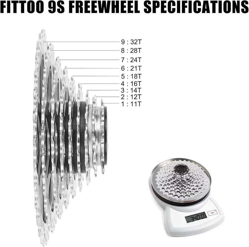 Load image into Gallery viewer, FITTOO Bike Multi Speed Cassette, 8speed, 9speed,10speed, 11speed, 12speed, Bicycle Indexed Freewheel, Light Weight, Compatible with Mountain Bike, Ebike.
