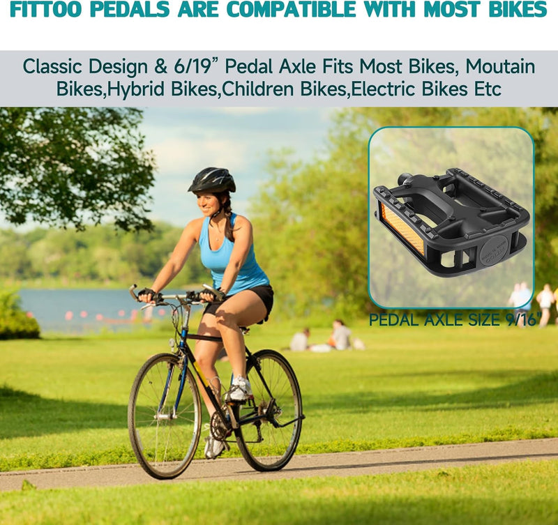 Load image into Gallery viewer, FITTOO Bike Pedal, Resin Plastic Bike Pedals, Axle 9/16in, Bicycle Pedals for MTB, Hybrid, City Bikes, Children Bikes, etc.