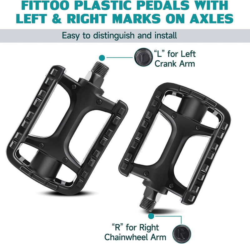 Load image into Gallery viewer, FITTOO Bike Pedal, Resin Plastic Bike Pedals, Axle 9/16in, Bicycle Pedals for MTB, Hybrid, City Bikes, Children Bikes, etc.
