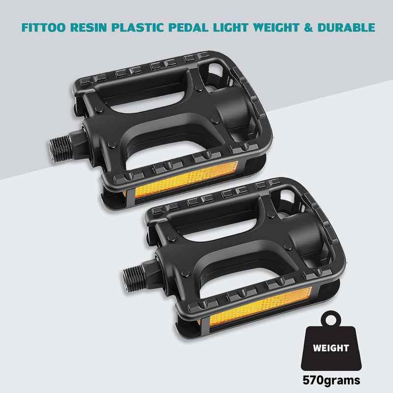 Load image into Gallery viewer, FITTOO Bike Pedal, Resin Plastic Bike Pedals, Axle 9/16in, Bicycle Pedals for MTB, Hybrid, City Bikes, Children Bikes, etc.