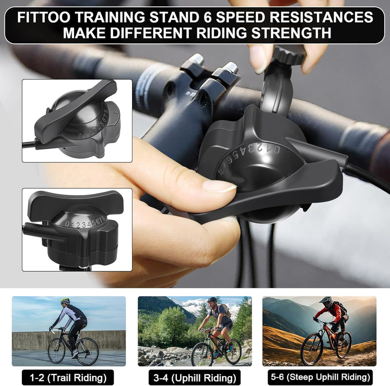 Load image into Gallery viewer, FITTOO Bike Resistance Trainer Stand, Bicycle Training Stand, Compatible with 26”, 27.5”, 28”, 29”, 700C Bike Wheels, Portable Indoor Bike Bicycle Trainer, Adjustable Six Level Resistances
