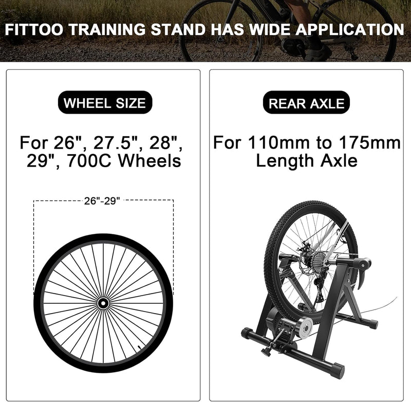 Load image into Gallery viewer, FITTOO Bike Resistance Trainer Stand, Bicycle Training Stand, Compatible with 26”, 27.5”, 28”, 29”, 700C Bike Wheels, Portable Indoor Bike Bicycle Trainer, Adjustable Six Level Resistances