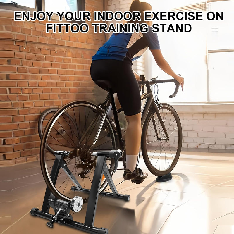 Load image into Gallery viewer, FITTOO Bike Resistance Trainer Stand, Bicycle Training Stand, Compatible with 26”, 27.5”, 28”, 29”, 700C Bike Wheels, Portable Indoor Bike Bicycle Trainer, Adjustable Six Level Resistances
