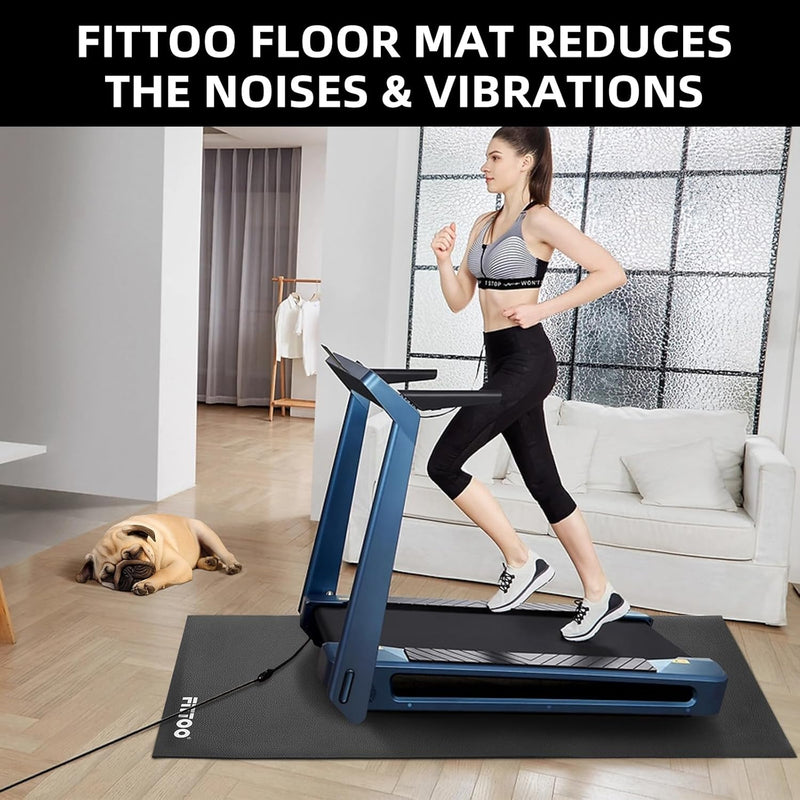 Load image into Gallery viewer, FITTOO Bike Trainer Mat, 30" x 70" Compatible with Indoor, Non Slip Workout Mat for Yoga, Pilates, Treadmill, Fitness, Barefoot Workouts, Home Gym Studio