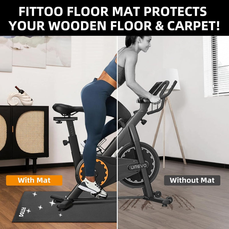 Load image into Gallery viewer, FITTOO Bike Trainer Mat, 30" x 70" Compatible with Indoor, Non Slip Workout Mat for Yoga, Pilates, Treadmill, Fitness, Barefoot Workouts, Home Gym Studio