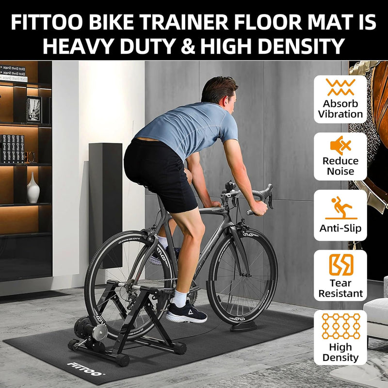 Load image into Gallery viewer, FITTOO Bike Trainer Mat, 30" x 70" Compatible with Indoor, Non Slip Workout Mat for Yoga, Pilates, Treadmill, Fitness, Barefoot Workouts, Home Gym Studio