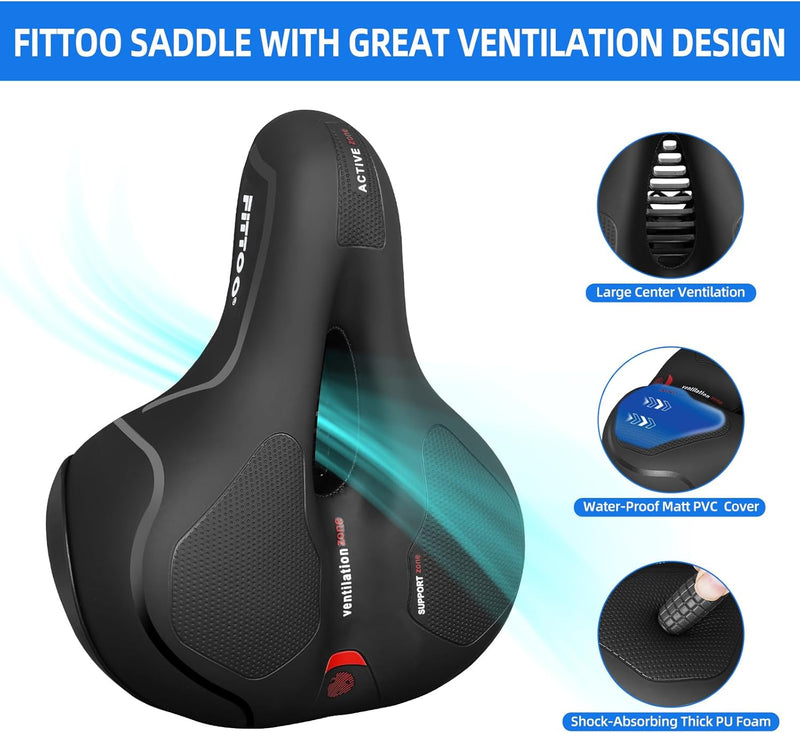 Load image into Gallery viewer, FITTOO Bicycle Large Thick Saddle Extra Ventilation, Bike Seat Cushion with Fixing Clamp