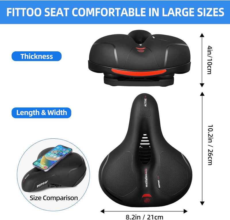 Load image into Gallery viewer, FITTOO Bicycle Large Thick Saddle Extra Ventilation, Bike Seat Cushion with Fixing Clamp