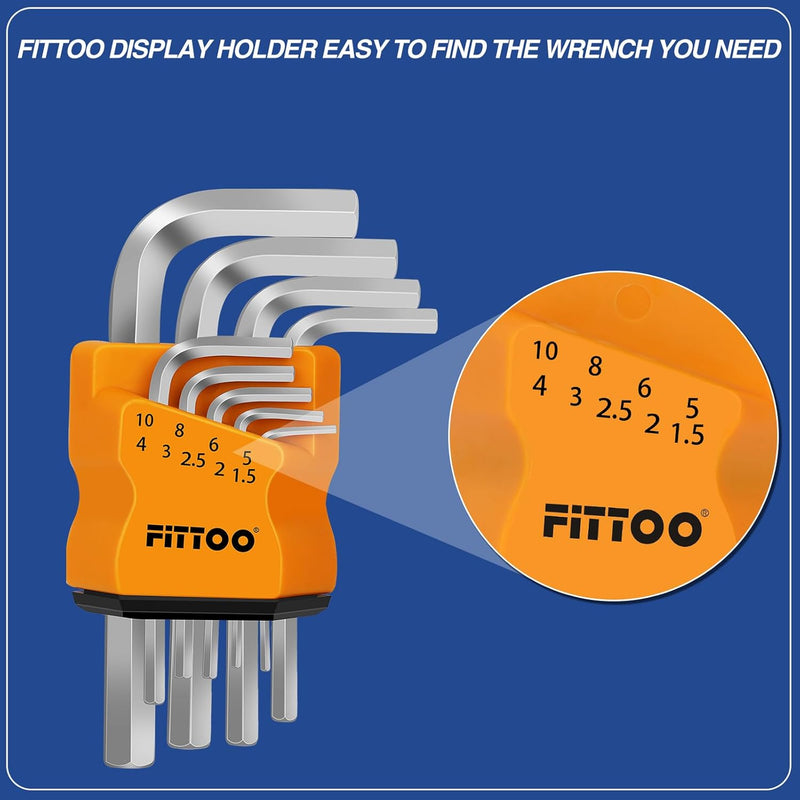 Load image into Gallery viewer, FITTOO Hex Key Set, Allen Wrench Kit 1.5mm, 2mm, 2.5mm, 3mm, 4mm, 5mm, 6mm, 8mm, 10mm, Bike Allen Key Tool Kit, Bicycle Allen Wrench Set, Set of 9 Pieces