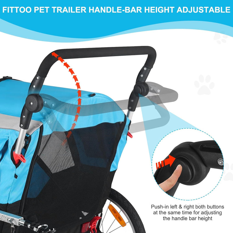 Load image into Gallery viewer, FITTOO Dog Bike Trailer, 2-in-1 Foldable Tow Behind Bike Pet Trailers, Bicycle Bike Pet Carrier Trailer with Universal Bicycle Coupler, Converts to Stroller, Pram, Jogger