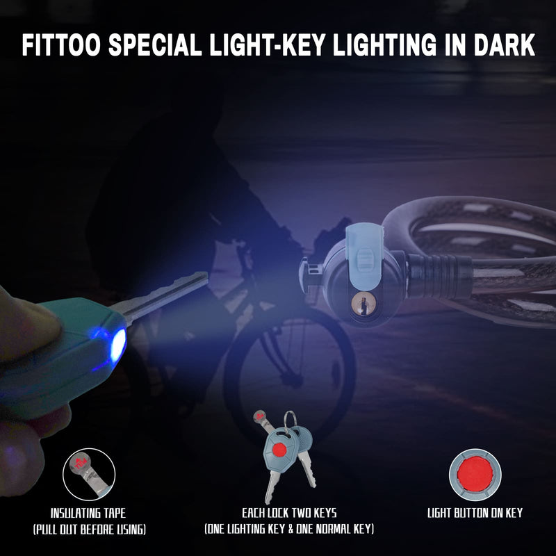 Load image into Gallery viewer, Bike Cable Lock with Light Key