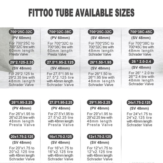 Bicycle Tube Sizes