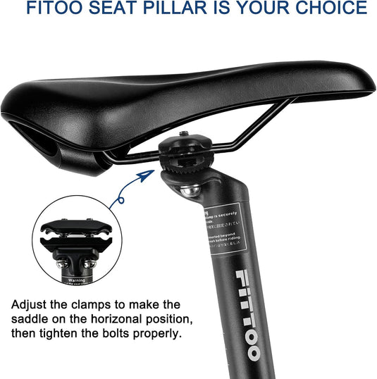 FITTOO Bike Seat Post, Aluminium Alloy & CP Steel Bicycle Seat Pillar, Diameter 25.4mm, 27.2mm, 28.6mm, 30.4mm, 30.8mm, 31.6mm