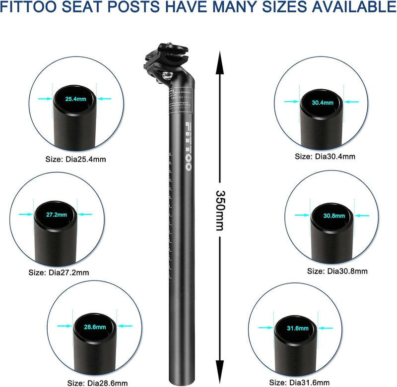 Load image into Gallery viewer, FITTOO Bike Seat Post, Aluminium Alloy &amp; CP Steel Bicycle Seat Pillar, Diameter 25.4mm, 27.2mm, 28.6mm, 30.4mm, 30.8mm, 31.6mm
