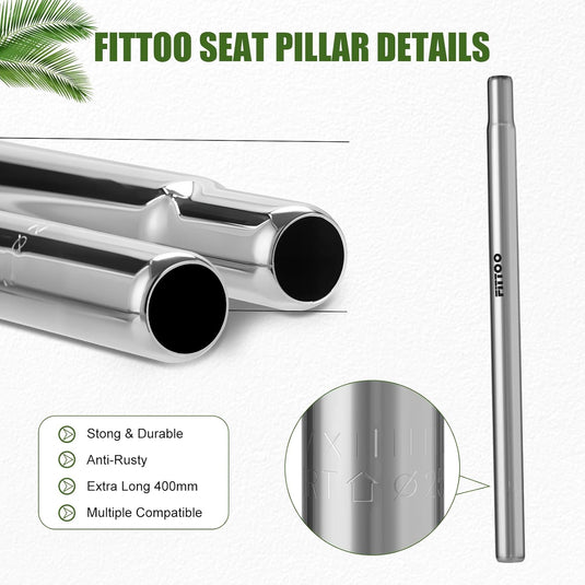 Fittoo Bike Seat Post Diameter 25.4mm Chrome Painted Steel Saddle Stand Pole