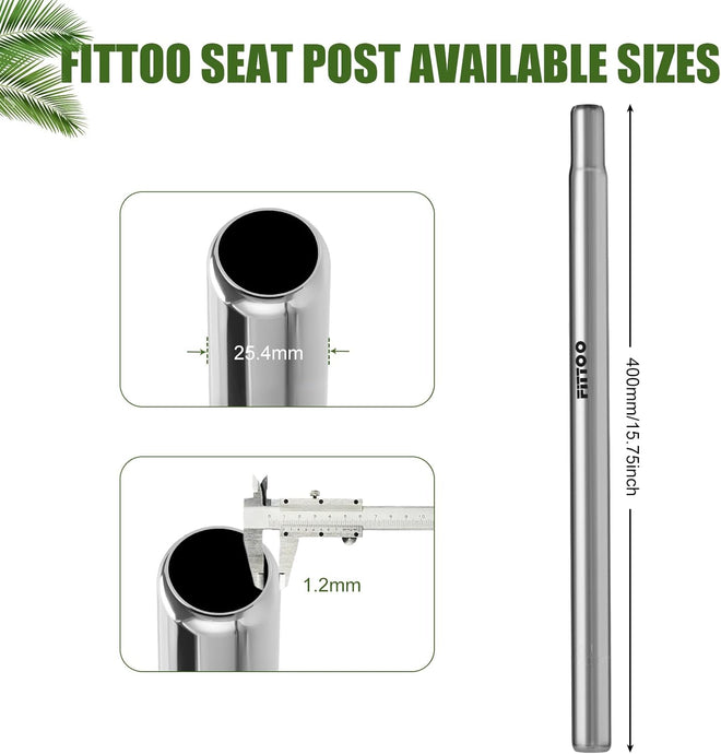 Fittoo Bike Seat Post Diameter 25.4mm Chrome Painted Steel Saddle Stand Pole