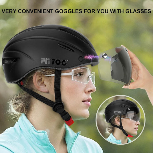 FITTOO Bike Helmet with Detachable Magnetic Goggles Helmet for Women & Men