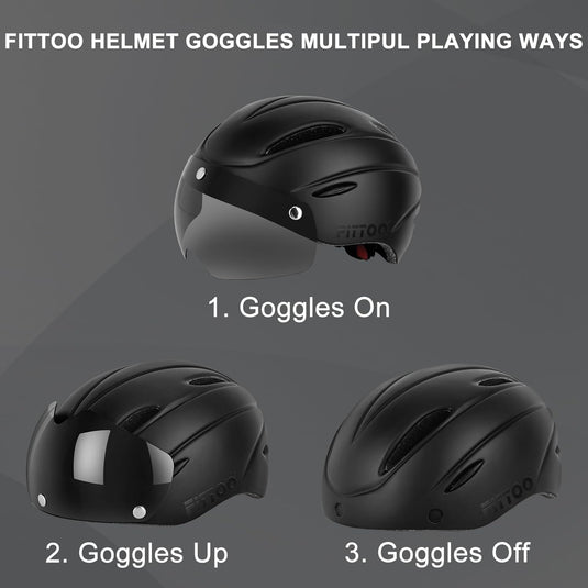 FITTOO Bike Helmet with Detachable Magnetic Goggles Helmet for Women & Men