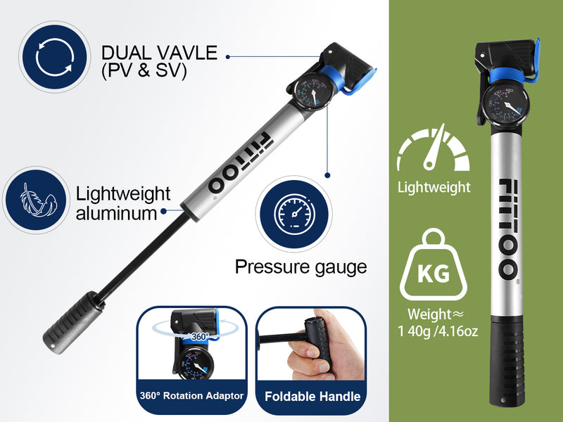 Load image into Gallery viewer, FITTOO Portable Bike Pump High Pressure Bicycle Air Pump Presta Schrader
