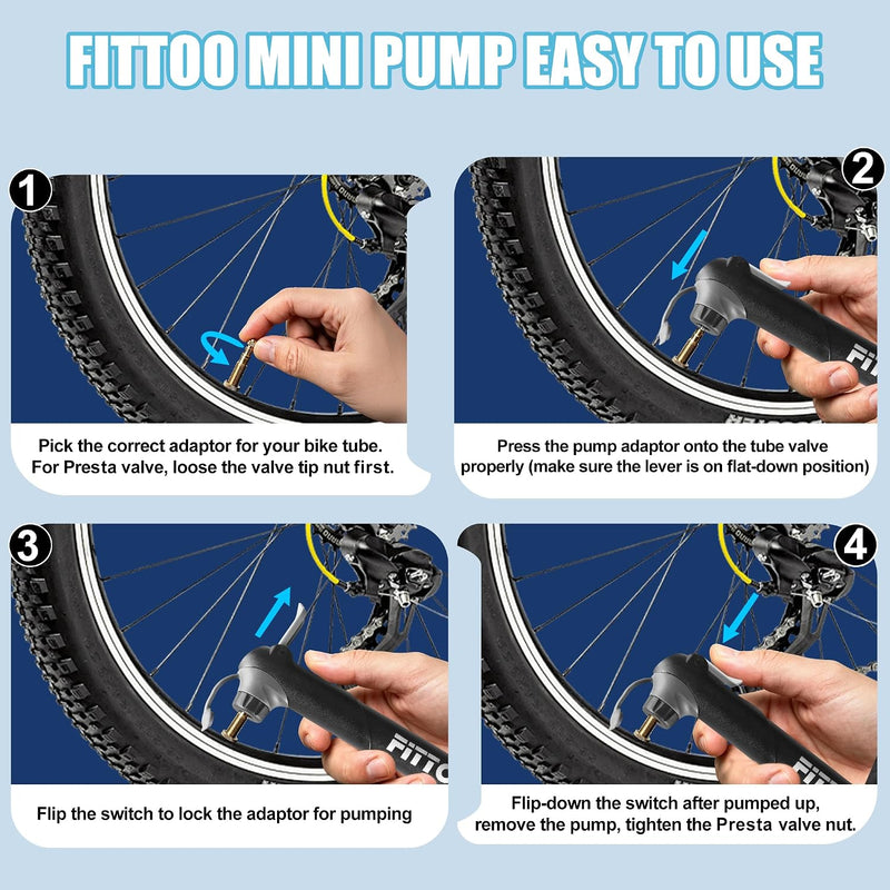 Load image into Gallery viewer, FITTOO Portable Bike Pump High Pressure Bicycle Air Pump Presta Schrader
