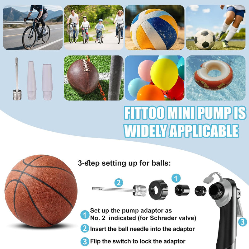 Load image into Gallery viewer, FITTOO Portable Bike Pump High Pressure Bicycle Air Pump Presta Schrader
