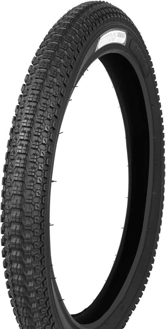 FITTOO Bike Bicycle Tire, Mountain Bike Rubber Tire, 12in,16in,20in,24in,26in, 27.5in, 29in, Great Traction, Fast Rolling, Long Lasting, Black with Carbon Steel Beads