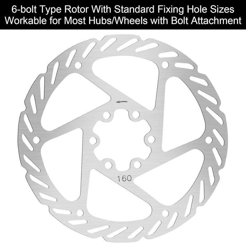 Load image into Gallery viewer, FITTOO Bicycle Bike Disc Brake Rotor with 6 Bolts, 160mm 180mm Stainless Steel Bicycle Rotors, Fit for Road Bike, Mountain Bike, MTB, BMX - Rounded, Silver Color
