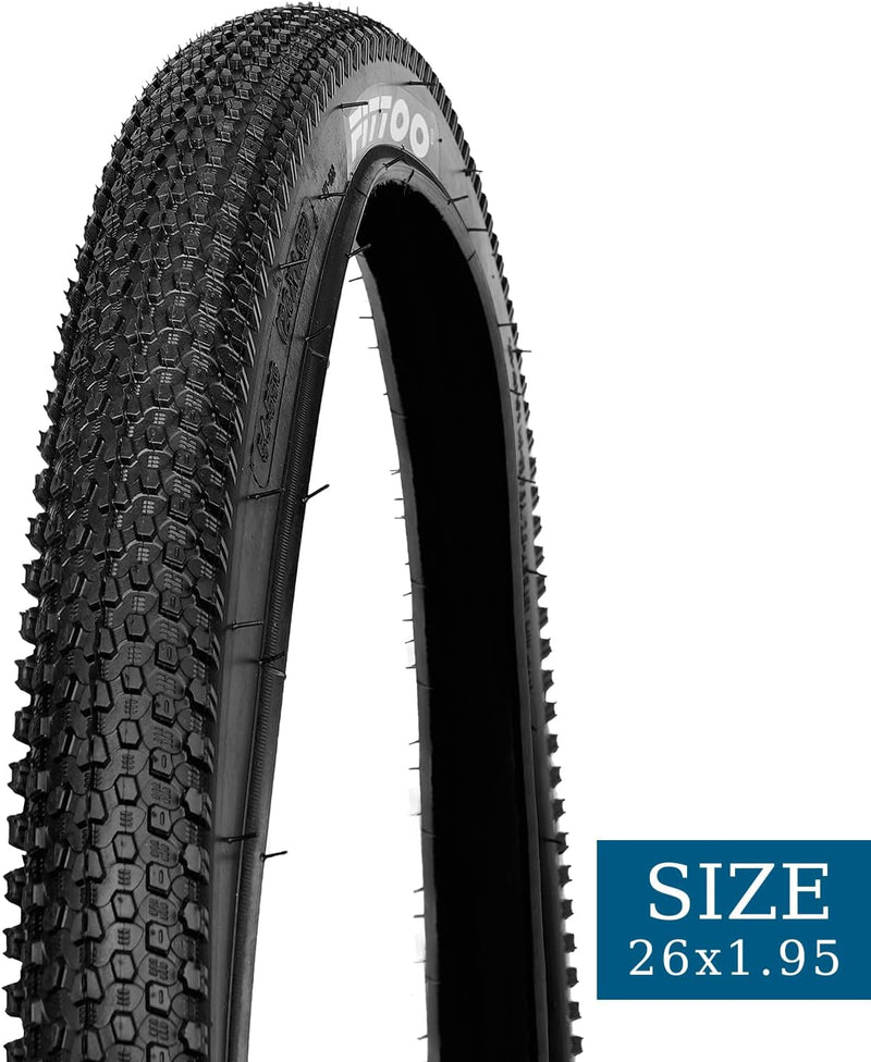 Load image into Gallery viewer, FITTOO Bike Bicycle Tire, Mountain Bike Rubber Tire, 26in, 27.5in, 29in, Great Traction, Fast Rolling, Long Lasting, Black with Carbon Steel Beads
