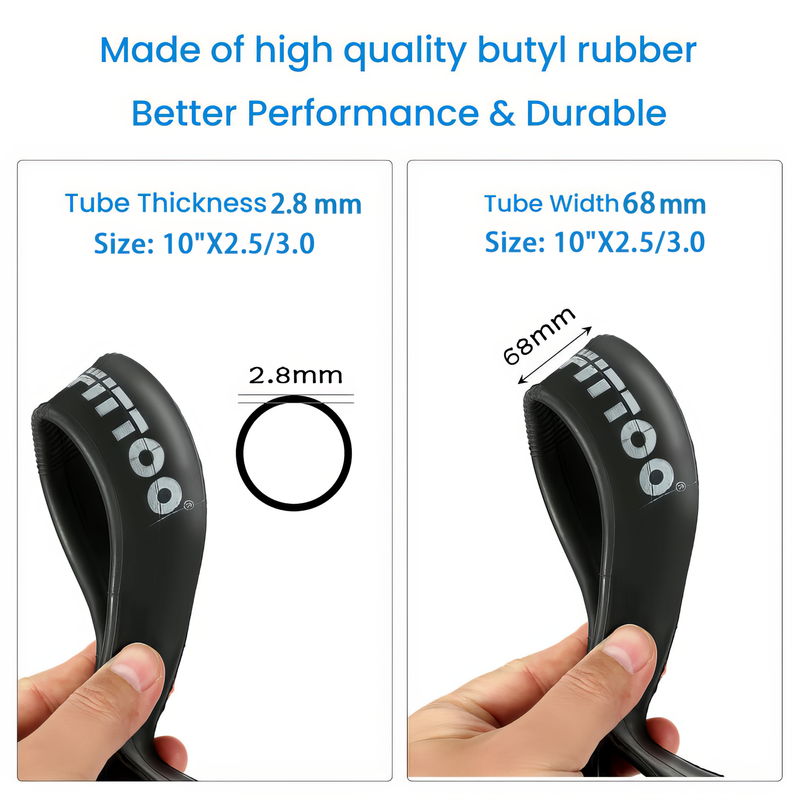 Load image into Gallery viewer, FITTOO 10x2 inch Electric Scooter Front/Rear Tube with CR202 Curved Valve (1PC)
