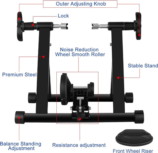 FITTOO Bike Resistance Trainer Stand for 26"-29" or 700c Wheel, Portable Indoor Bicycle Trainer, Adjustable Resistance